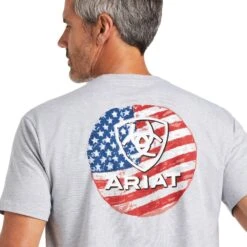Ariat® Men's Short Sleeve Heather Grey Flag Circle T-Shirt 10039929 -Ariat Style S22 MNS WEST 10039929 detail01