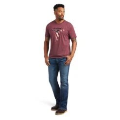 Ariat® Men's Steer Skull USA Burgundy Heather T-Shirt 10040868 5 Ariat® Men's Steer Skull USA Burgundy Heather T-Shirt 10040868 -Ariat Style S22 MNS WEST 10040868 full