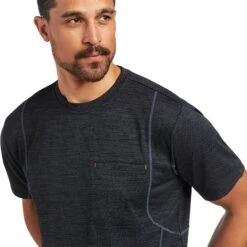 Ariat® Men's Rebar Evolution Athletic Fit Black T-Shirt 10039174 -Ariat Style S22 MNS WORK 10039174 detail01
