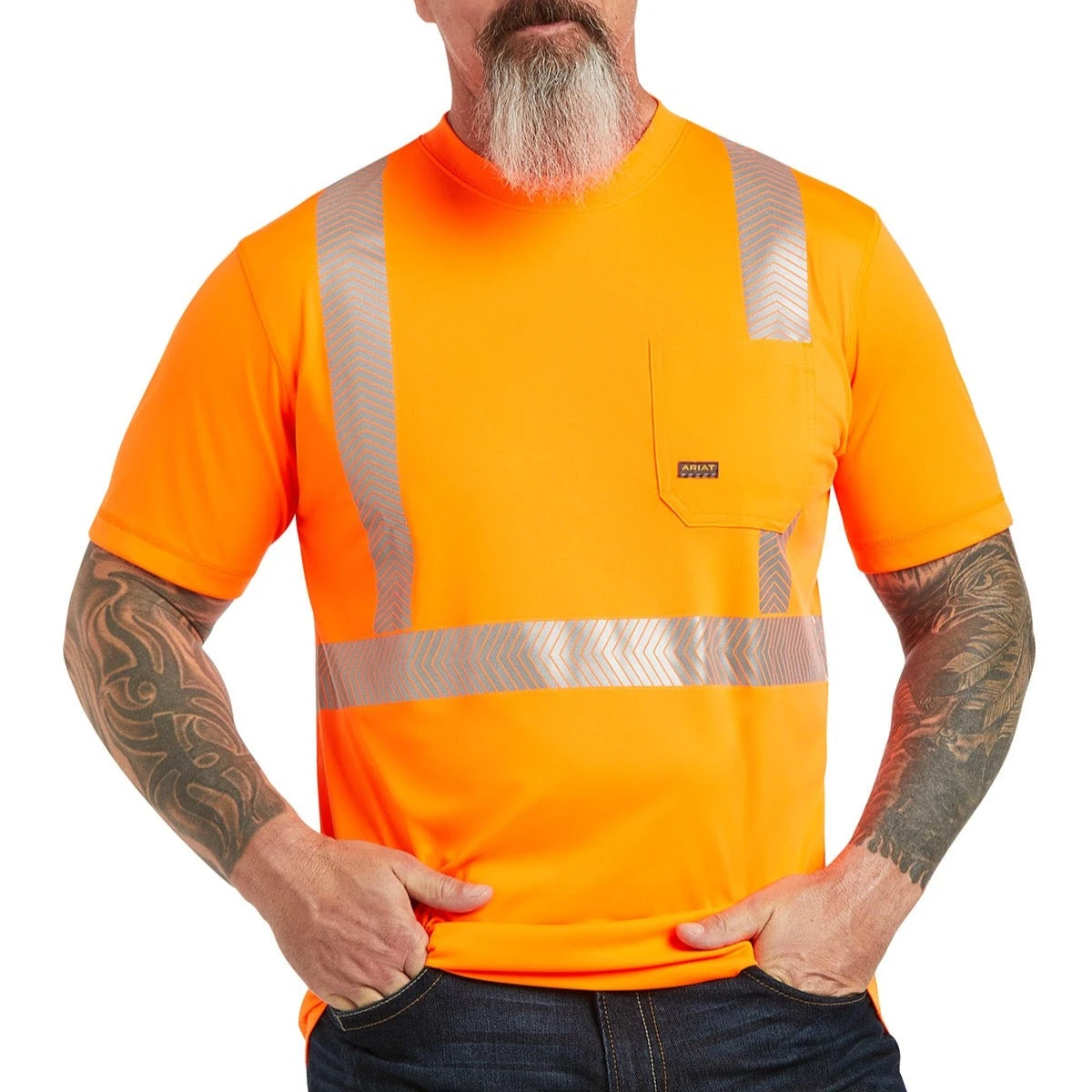 Ariat® Men's Rebar Hi-Vis ANSI Orange Reflective T-Shirt 10039195 1 Ariat® Men's Rebar Hi-Vis ANSI Orange Reflective T-Shirt 10039195