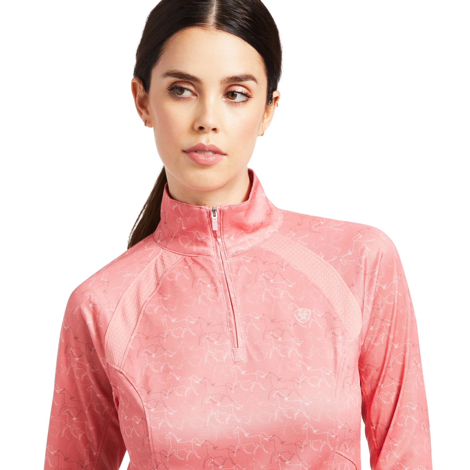 Ariat Ladies Sunstopper 2.0 1/4 Zip Trot Line Print Baselayer Shirt 10039351 2 Ariat Ladies Sunstopper 2.0 1/4 Zip Trot Line Print Baselayer Shirt 10039351 - Image 2