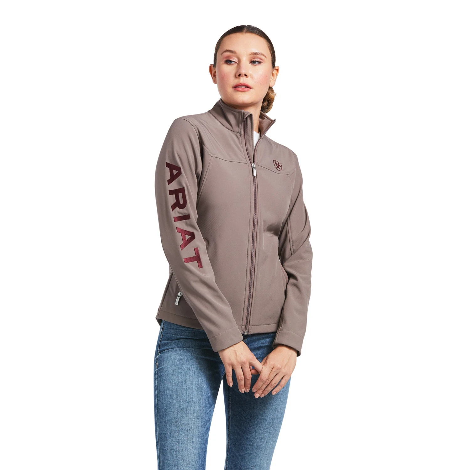 Ariat® Ladies New Team Taupe Softshell Jacket 10039366 1 Ariat® Ladies New Team Taupe Softshell Jacket 10039366