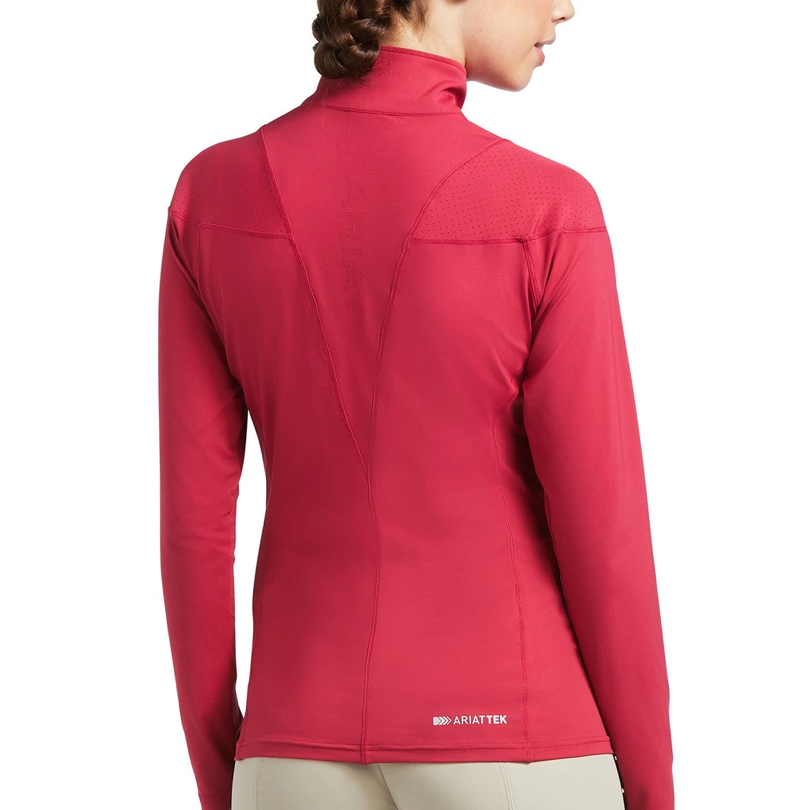 Ariat Ladies Auburn Zip Baselayer Red Bud Long Sleeve Shirt 10039495 2 Ariat Ladies Auburn Zip Baselayer Red Bud Long Sleeve Shirt 10039495 - Image 2