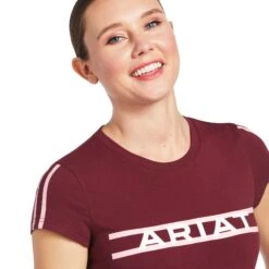Ariat® Ladies Logo Lane Zinfandel Short Sleeve T-Shirt 10039654 -Ariat Style S22 WMS ENGL 10039654 detail01