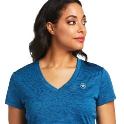 Ariat Ladies Laguna Short Sleeve Baselayer Blue Opal Shirt 10039401 -Ariat Style S22 WMS WEST 10039401 detail01