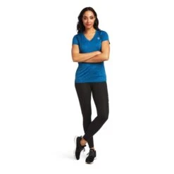 Ariat Ladies Laguna Short Sleeve Baselayer Blue Opal Shirt 10039401 -Ariat Style S22 WMS WEST 10039401 full