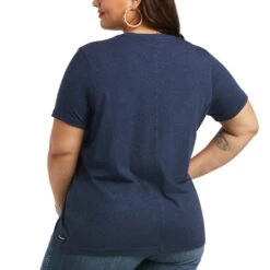 Ariat® Ladies Element Navy Heather Short Sleeve Shirt 10039420 -Ariat Style S22 WMS WEST 10039420 back plus