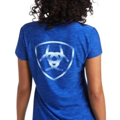 Ariat Ladies Launa Logo Short Sleeve Mazarine Blue Shirt 10039522 -Ariat Style S22 WMS WEST 10039522 detail01