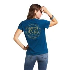 Ariat Ladies R.E.A.L™ Vintage Sunburst Blue Opal T-Shirt 10039771 -Ariat Style S22 WMS WEST 10039771 back