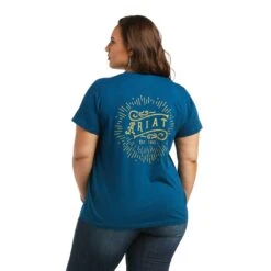 Ariat Ladies R.E.A.L™ Vintage Sunburst Blue Opal T-Shirt 10039771 -Ariat Style S22 WMS WEST 10039771 back plus