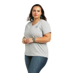 Ariat Ladies R.E.A.L™ Vintage Sunburst Heather Grey T-Shirt 10039772 -Ariat Style S22 WMS WEST 10039772 front plus