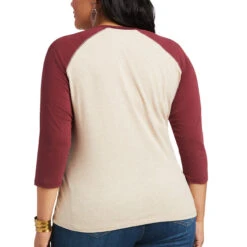 Ariat® Ladies R.E.A.L.™ Long Live Oatmeal Baseball T-Shirt 10039778 -Ariat Style S22 WMS WEST 10039778 back plus