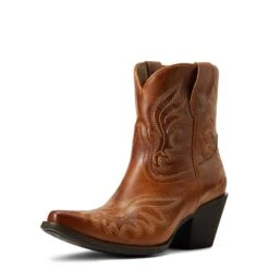 Ariat® Ladies Chandler Western Tangled Tan Snip Toe Booties 10040340 -Ariat Style S22 WMS WEST 10040340 3 4 front 1