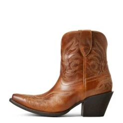 Ariat® Ladies Chandler Western Tangled Tan Snip Toe Booties 10040340 -Ariat Style S22 WMS WEST 10040340 side