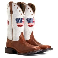 Ariat Ladies Circuit Patriot Crackle White Square Toe Boots 10040400 -Ariat Style S22 WMS WEST 10040400 pair