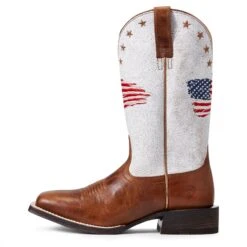 Ariat Ladies Circuit Patriot Crackle White Square Toe Boots 10040400 -Ariat Style S22 WMS WEST 10040400 side