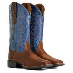Ariat® Ladies Round Up Sassy Brown Wide Square Toe Boots 10040422 -Ariat Style S22 WMS WEST 10040422 pair