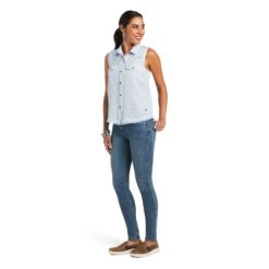 Ariat Women's Boom Boom Sleeveless Blue Stripe Shirt 10040519 -Ariat Style S22 WMS WEST 10040519 full