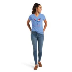 Ariat Women's REAL Tropics Steerhead Blue T-Shirt 10040533 10 Ariat Women's REAL Tropics Steerhead Blue T-Shirt 10040533 -Ariat Style S22 WMS WEST 10040533 full