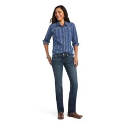 Ariat® Ladies REAL™ Darling Chambray Dobby Shirt 10040625 -Ariat Style S22 WMS WEST 10040625 full