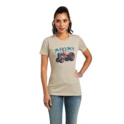 Ariat® Ladies Tractor USA Khaki Heather Graphic T-shirt 10040958