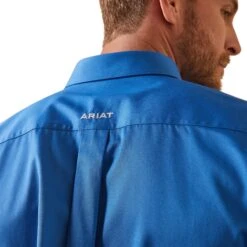 Ariat® Men's Team Logo Twill Campanula Blue Button Down Shirt 10043568 -Ariat Style S23 MNS WEST 10043568 detail01