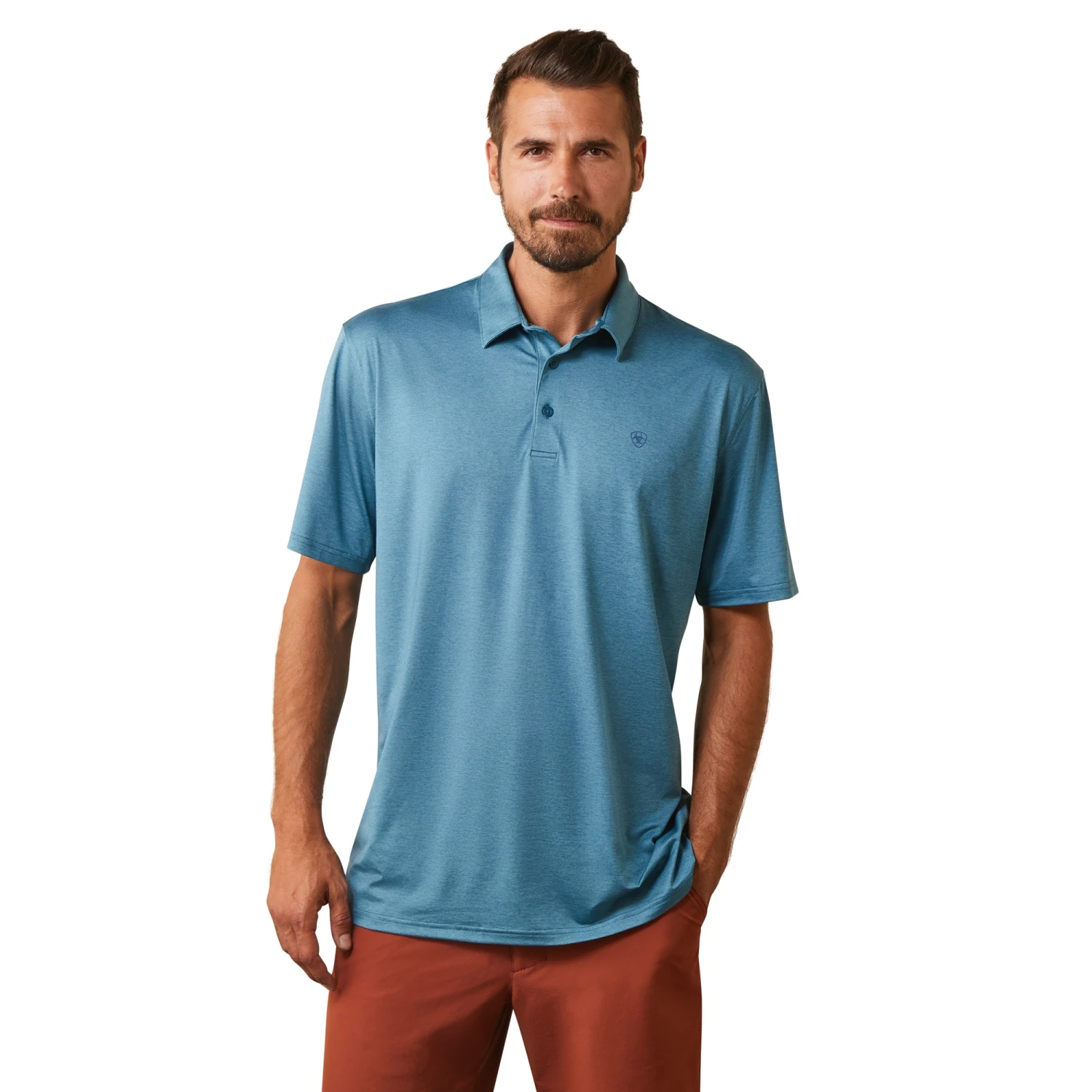 Ariat® Men's Eurasian Teal Charger 2.0 Polo Shirt 10043573 1 Ariat® Men's Eurasian Teal Charger 2.0 Polo Shirt 10043573