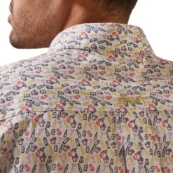 Ariat® Men's Danon Beverage Print White Button Down Shirt 10043760 -Ariat Style S23 MNS WEST 10043760 detail02