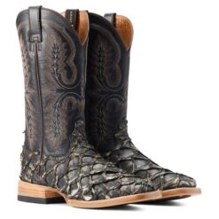 Ariat® Men's Deep Water Exotic Distressed Black Western Boots 10044420 -Ariat Style S23 MNS WEST 10044420 pair
