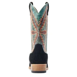 Ariat® Men's Futurity Showman Black Roughout & Roaring Turquoise Western Boots 10044498 -Ariat Style S23 MNS WEST 10044498 heel