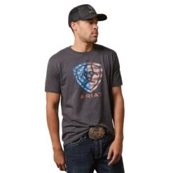 Ariat® Men's American Shield Charcoal Heather T-Shirt 10044763