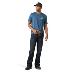 Ariat® Men's Land Of The Free Steel Blue Heather T-Shirt 10044765 -Ariat Style S23 MNS WEST 10044765 full