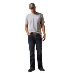 Ariat® Men's Steer Skull Flag Stone Grey Heather T-Shirt 10044771 -Ariat Style S23 MNS WEST 10044771 full