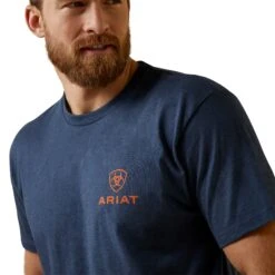 Ariat® Men's Mustang Fever Navy Heather T-Shirt 10045275 -Ariat Style S23 MNS WEST 10045275 detail01
