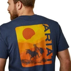 Ariat® Men's Mustang Fever Navy Heather T-Shirt 10045275 -Ariat Style S23 MNS WEST 10045275 detail02