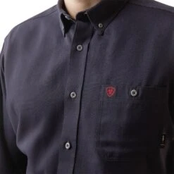 Ariat® Men's FR Air Inherent Navy Button Down Work Shirt 10040899 -Ariat Style S23 MNS WORK 10040899 detail01