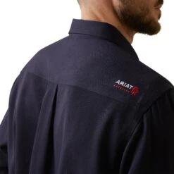 Ariat® Men's FR Air Inherent Navy Button Down Work Shirt 10040899 -Ariat Style S23 MNS WORK 10040899 detail02