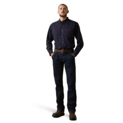 Ariat® Men's FR Air Inherent Navy Button Down Work Shirt 10040899 -Ariat Style S23 MNS WORK 10040899 full
