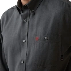 Ariat® Men's FR Air Inherent Charcoal Button Down Work Shirt 10040901 -Ariat Style S23 MNS WORK 10040901 detail01