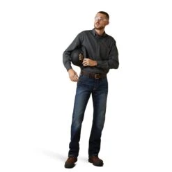 Ariat® Men's FR Air Inherent Charcoal Button Down Work Shirt 10040901 -Ariat Style S23 MNS WORK 10040901 full