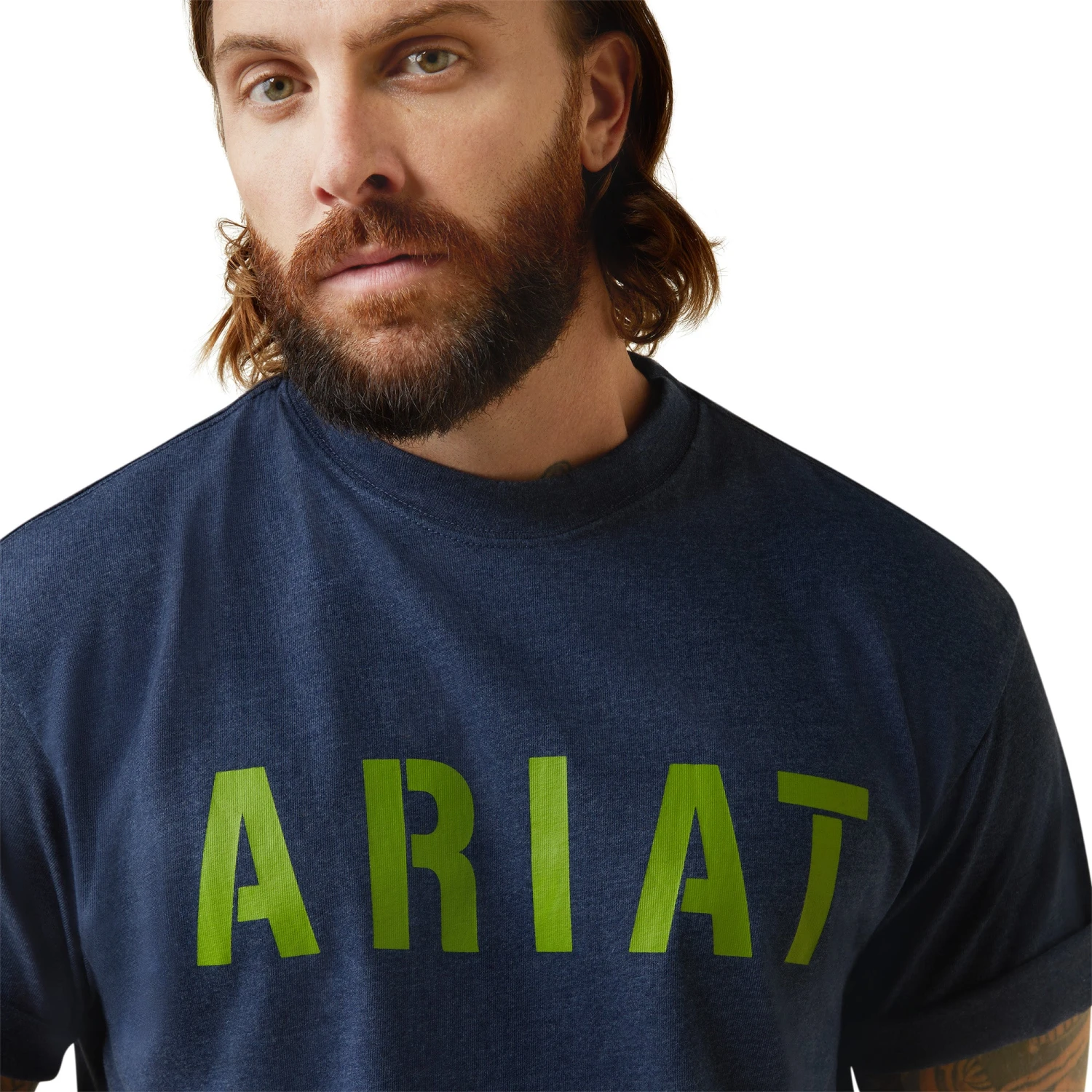 Ariat® Men's Rebar Cotton Strong™ Navy Heather & Lime T-Shirt 10043607 3 Ariat® Men's Rebar Cotton Strong™ Navy Heather & Lime T-Shirt 10043607 - Image 3
