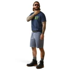 Ariat® Men's Rebar Cotton Strong™ Navy Heather & Lime T-Shirt 10043607 9 Ariat® Men's Rebar Cotton Strong™ Navy Heather & Lime T-Shirt 10043607 -Ariat Style S23 MNS WORK 10043607 full