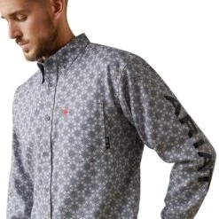 Ariat® Men's FR Amato Logo Stretch Lavender Work Shirt 10043750 8 Ariat® Men's FR Amato Logo Stretch Lavender Work Shirt 10043750 -Ariat Style S23 MNS WORK 10043750 detail01