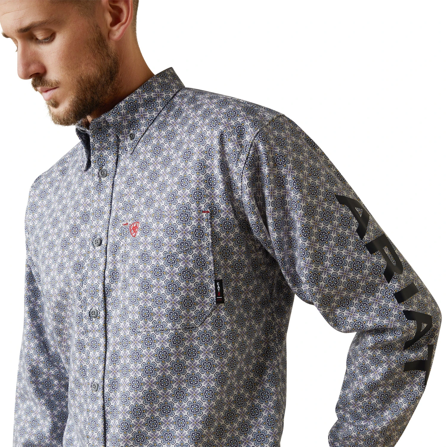 Ariat® Men's FR Amato Logo Stretch Lavender Work Shirt 10043750 4 Ariat® Men's FR Amato Logo Stretch Lavender Work Shirt 10043750 - Image 4