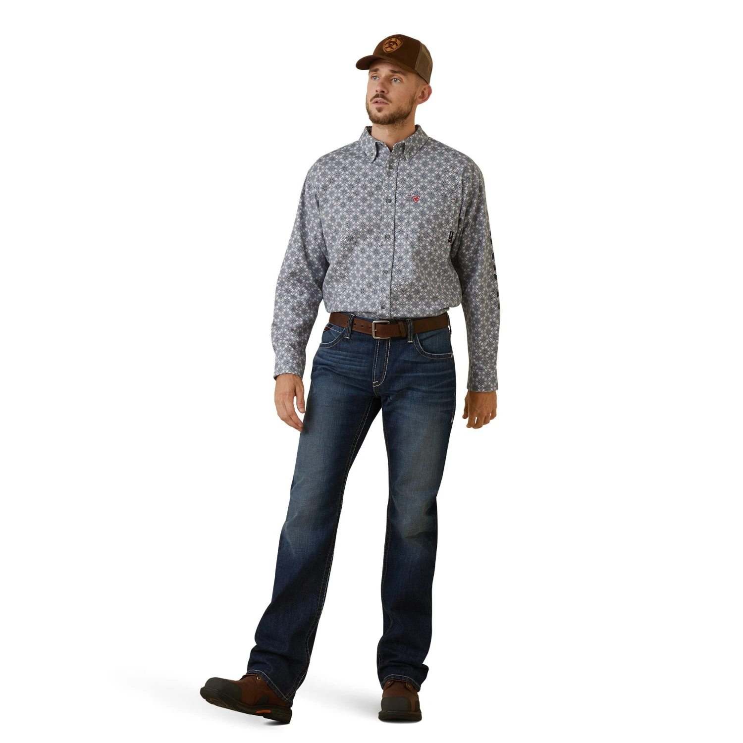 Ariat® Men's FR Amato Logo Stretch Lavender Work Shirt 10043750 3 Ariat® Men's FR Amato Logo Stretch Lavender Work Shirt 10043750 - Image 3