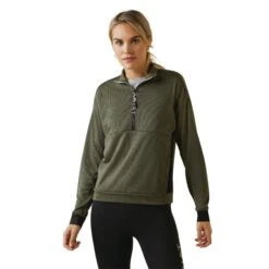 AriatĀ® Ladies Breathe 1/2 Zip Beetle Green Sweatshirt 10043391