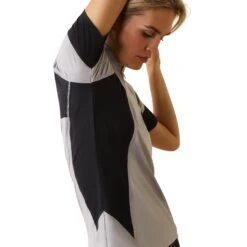 Ariat® Ladies Cambria Jersey Silver Sconce 1/4 Zip Baselayer 10043471 10 Ariat® Ladies Cambria Jersey Silver Sconce 1/4 Zip Baselayer 10043471 -Ariat Style S23 WMS ENGL 10043471 detail03
