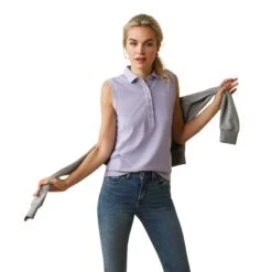 Ariat® Ladies Prix 2.0 Polo Heirloom Lilac Sleeveless Shirt 10043538 8 Ariat® Ladies Prix 2.0 Polo Heirloom Lilac Sleeveless Shirt 10043538 -Ariat Style S23 WMS ENGL 10043538 front