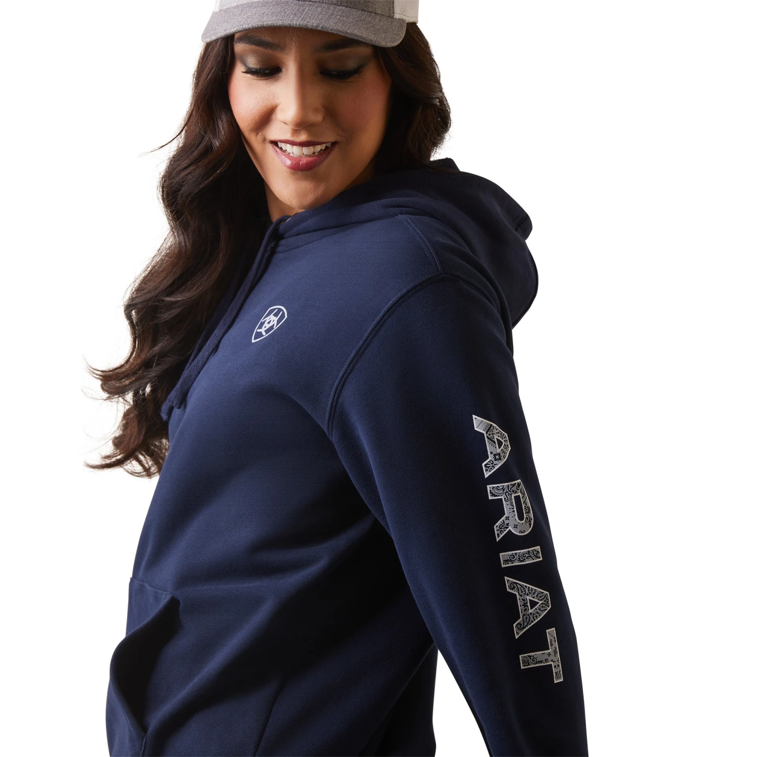 Ariat® Ladies R.E.A.L Navy Eclipse Logo Pullover Hoodie 10043446 4 Ariat® Ladies R.E.A.L Navy Eclipse Logo Pullover Hoodie 10043446 - Image 4