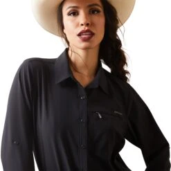 Ariat® Ladies VentTEK™ Stretch Black Button Down Shirt 10043494 -Ariat Style S23 WMS WEST 10043494 detail01